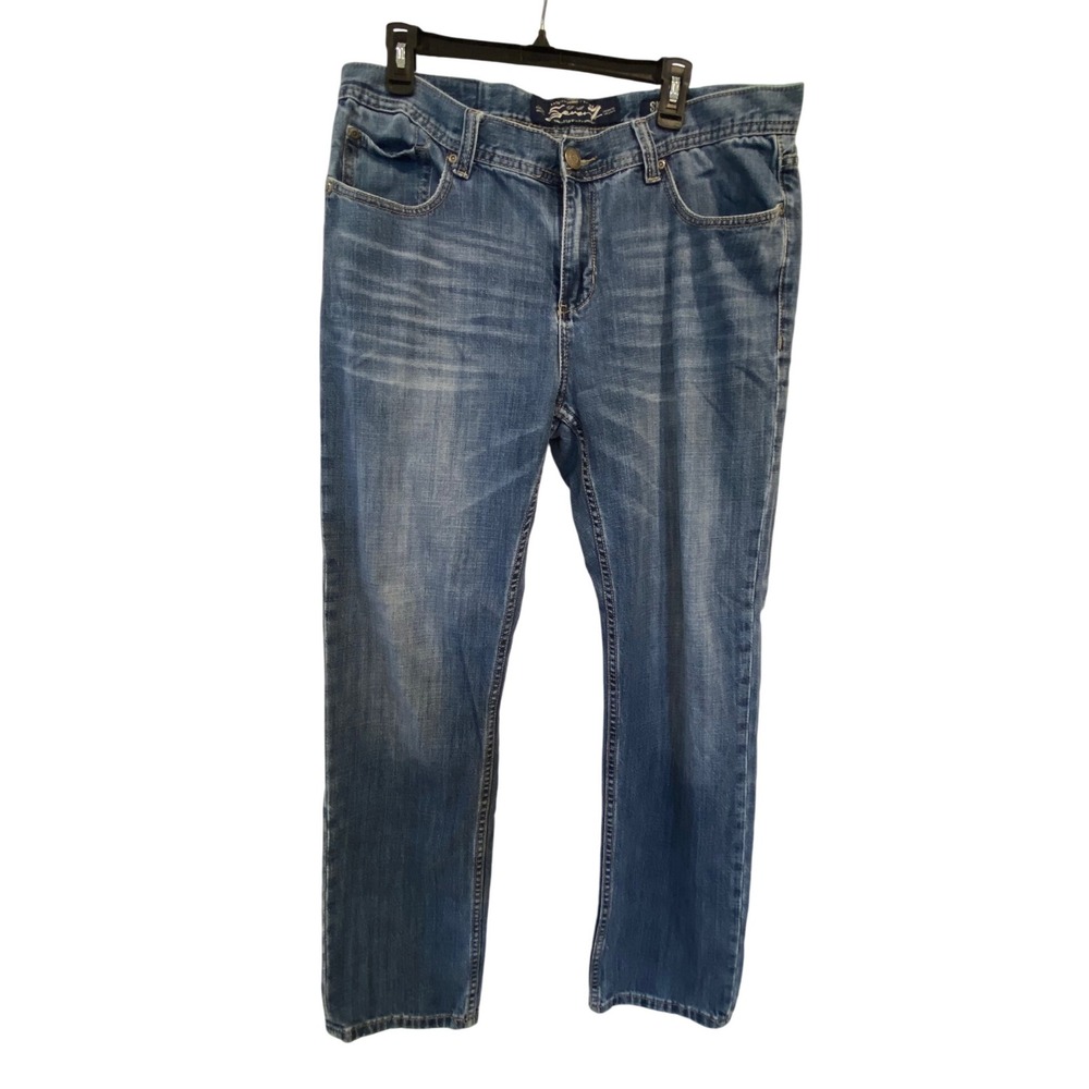 Seven7 Jeans Mens 36 Waist‎ 32 Length Straight Leg Denim Medium Wash Embroidered
